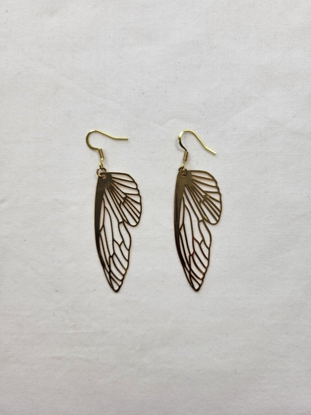 Gold Openwork Butterfly Wing Statement Dangle Earrings - Picture 2 of 7